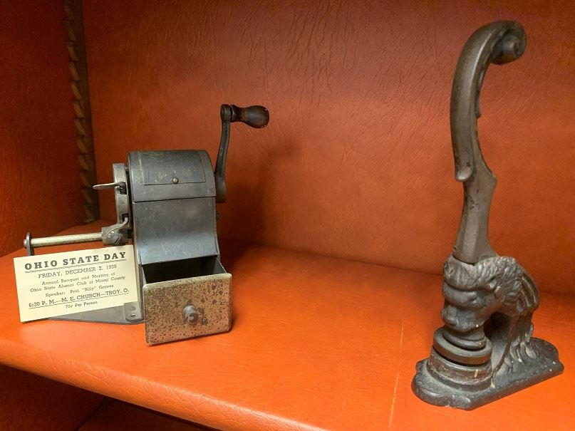 old pencil sharpener and notary seal