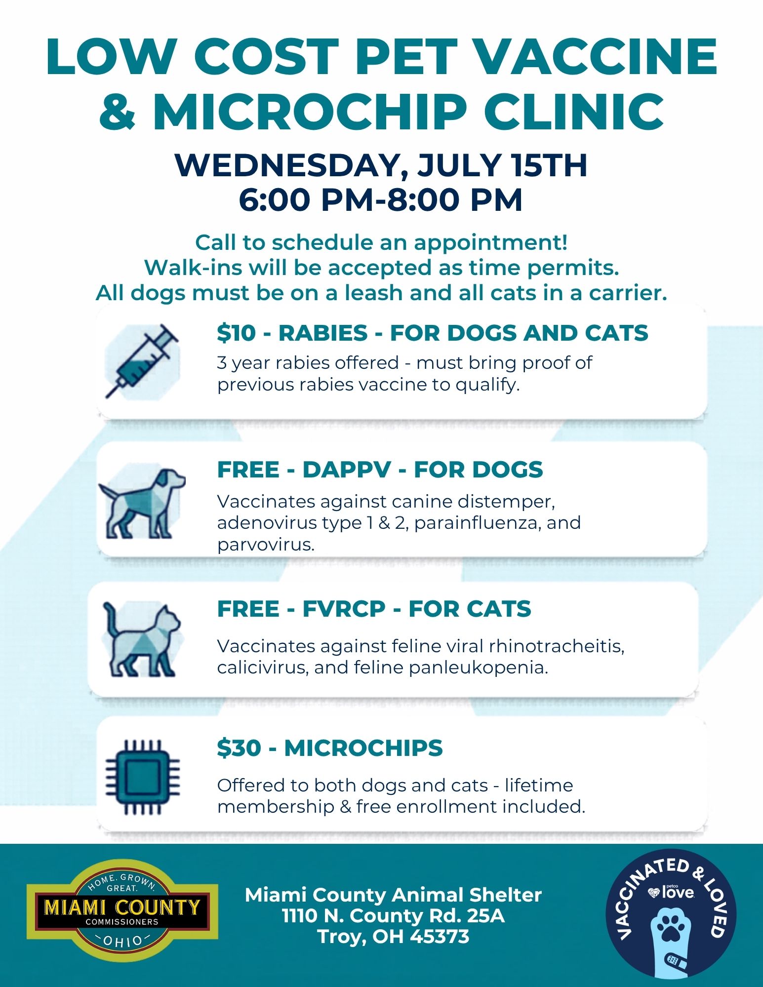 Miami County Ohio Pet Clinic July 2026