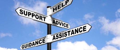 crossroads sign - support advice guidance help assistance
